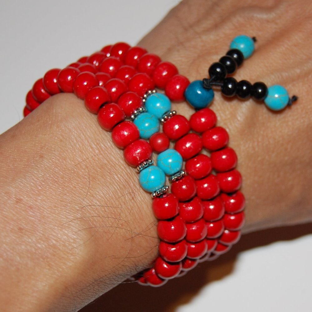 Wood Bracelet,Wood Necklace,108 Pray Beads,Necklace or Bracelet,Buddhist,Peace